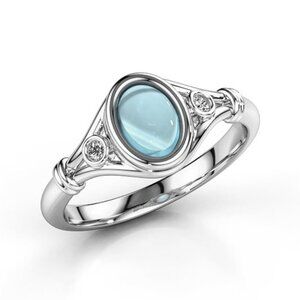 💝 New Blue Oval Opal Refine Fever Trendy Silver Rings for Women, EVGG1403